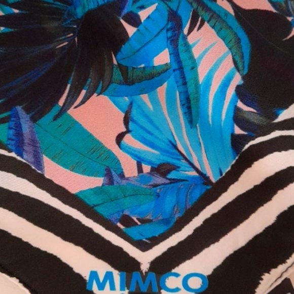 MIMCO Silk Tropical Resort Hawaiian Palm Zebra Print Square Scarf - Picture 6 of 8